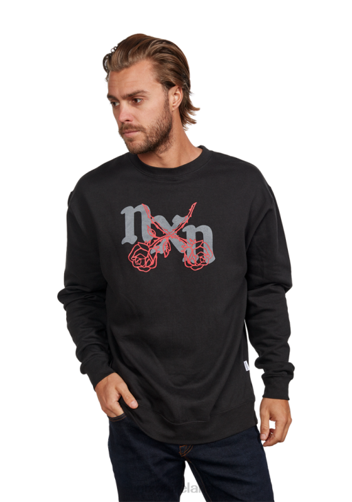 Clothing IE Nixon Rosas Crew Sweatshirt Black/Red 688T474
