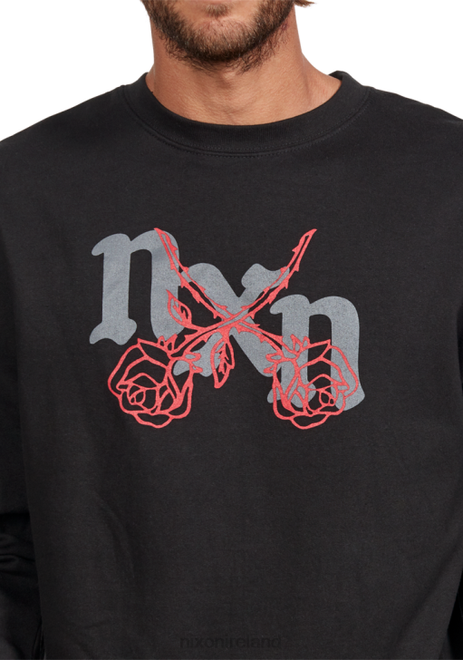 Clothing IE Nixon Rosas Crew Sweatshirt Black/Red 688T474