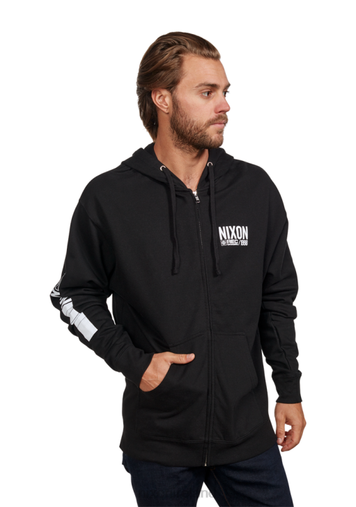 Clothing IE Nixon Track Zip Hoodie Black/White 688T476