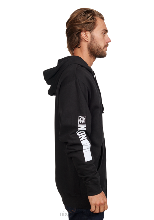 Clothing IE Nixon Track Zip Hoodie Black/White 688T476