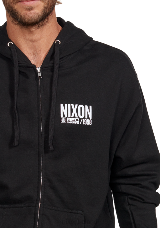 Clothing IE Nixon Track Zip Hoodie Black/White 688T476