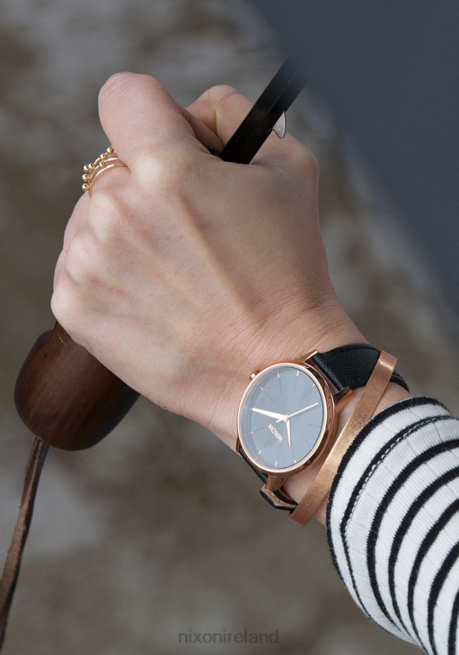 Watch IE Nixon Kensington Leather Rose Gold/Black 688T235