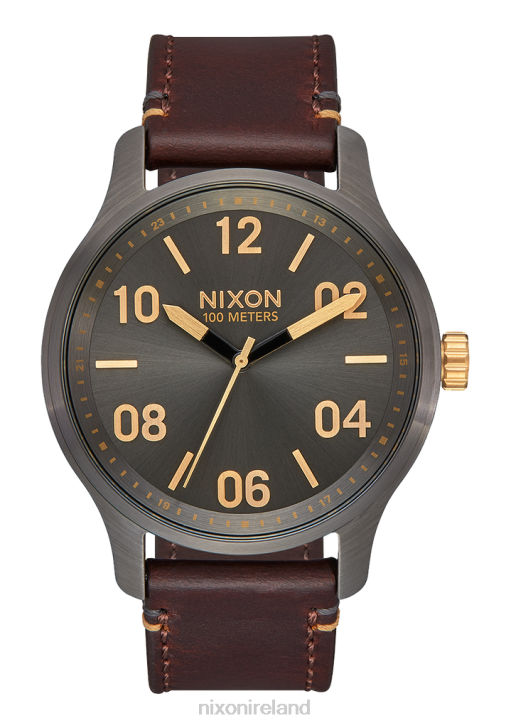 Watch IE Nixon Patrol Leather Gunmetal/Gold 688T104