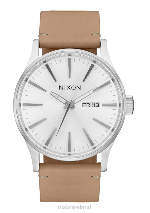 Watch IE Nixon Sentry Leather All Silver/Tan 688T57