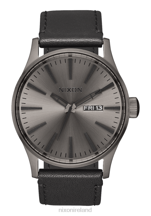 Watch IE Nixon Sentry Leather Gunmetal/Black 688T54