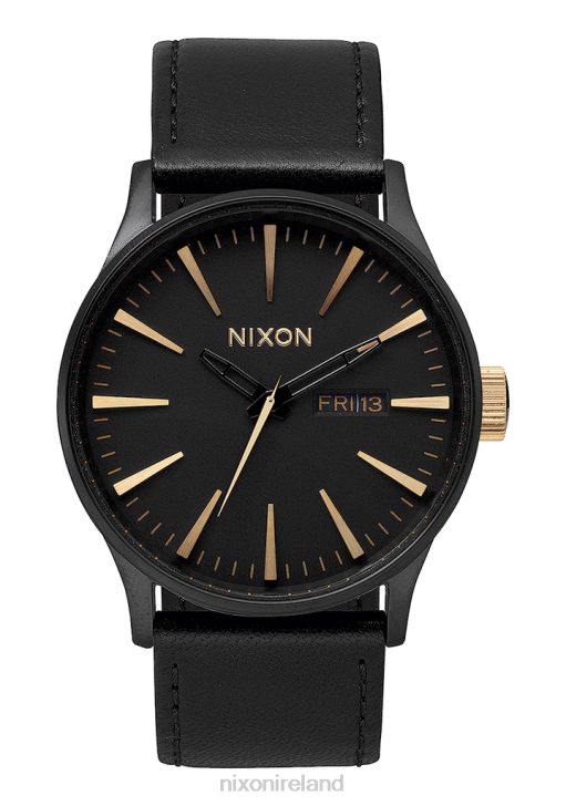 Watch IE Nixon Sentry Leather Matte Black/Gold 688T48