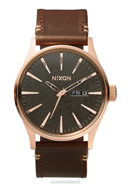 Watch IE Nixon Sentry Leather Rose Gold/Gunmetal/Brown 688T51