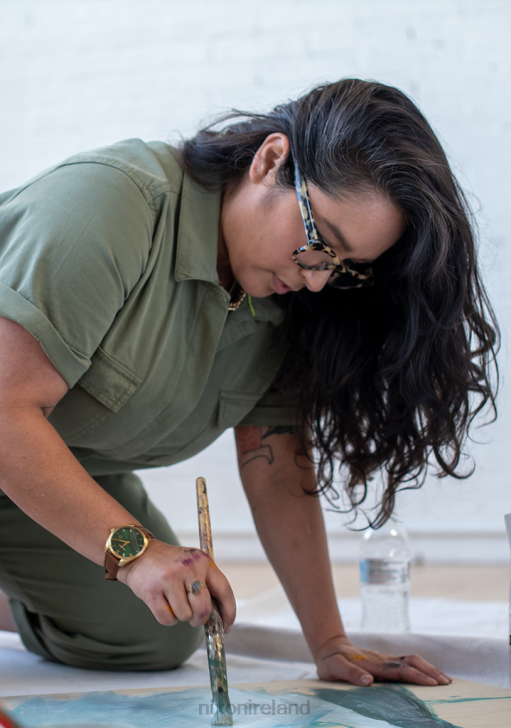 Watch IE Nixon Thalia Leather All Gold/Green Sunray 688T257