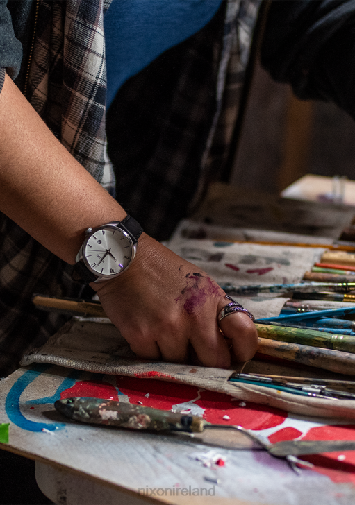 Watch IE Nixon Thalia Leather Silver/Black 688T261